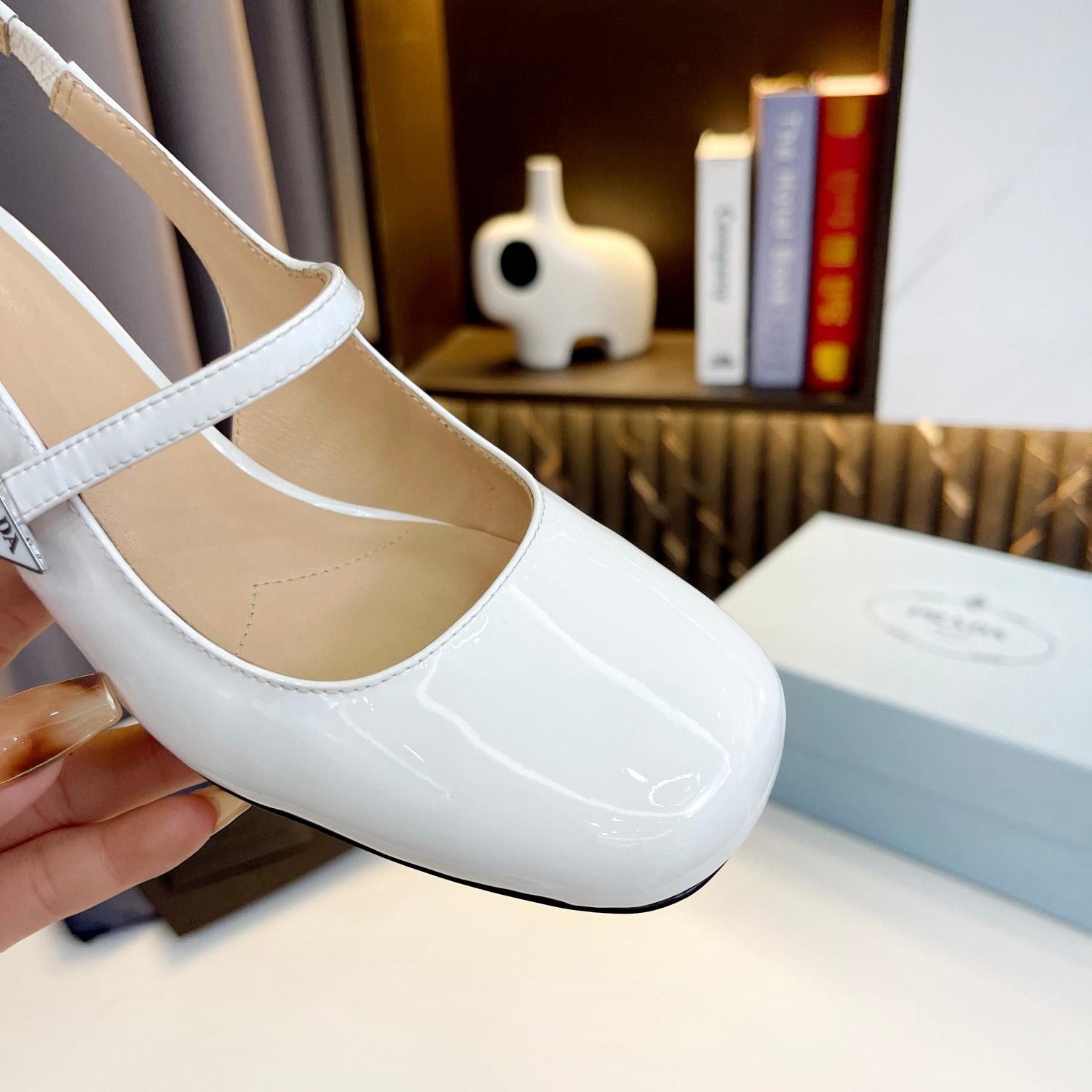 Prada Triangle Logo Leather Slingback Pumps - FashionPlug
