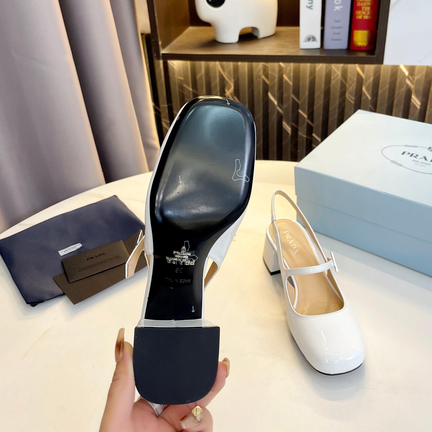 Prada Triangle Logo Leather Slingback Pumps - FashionPlug
