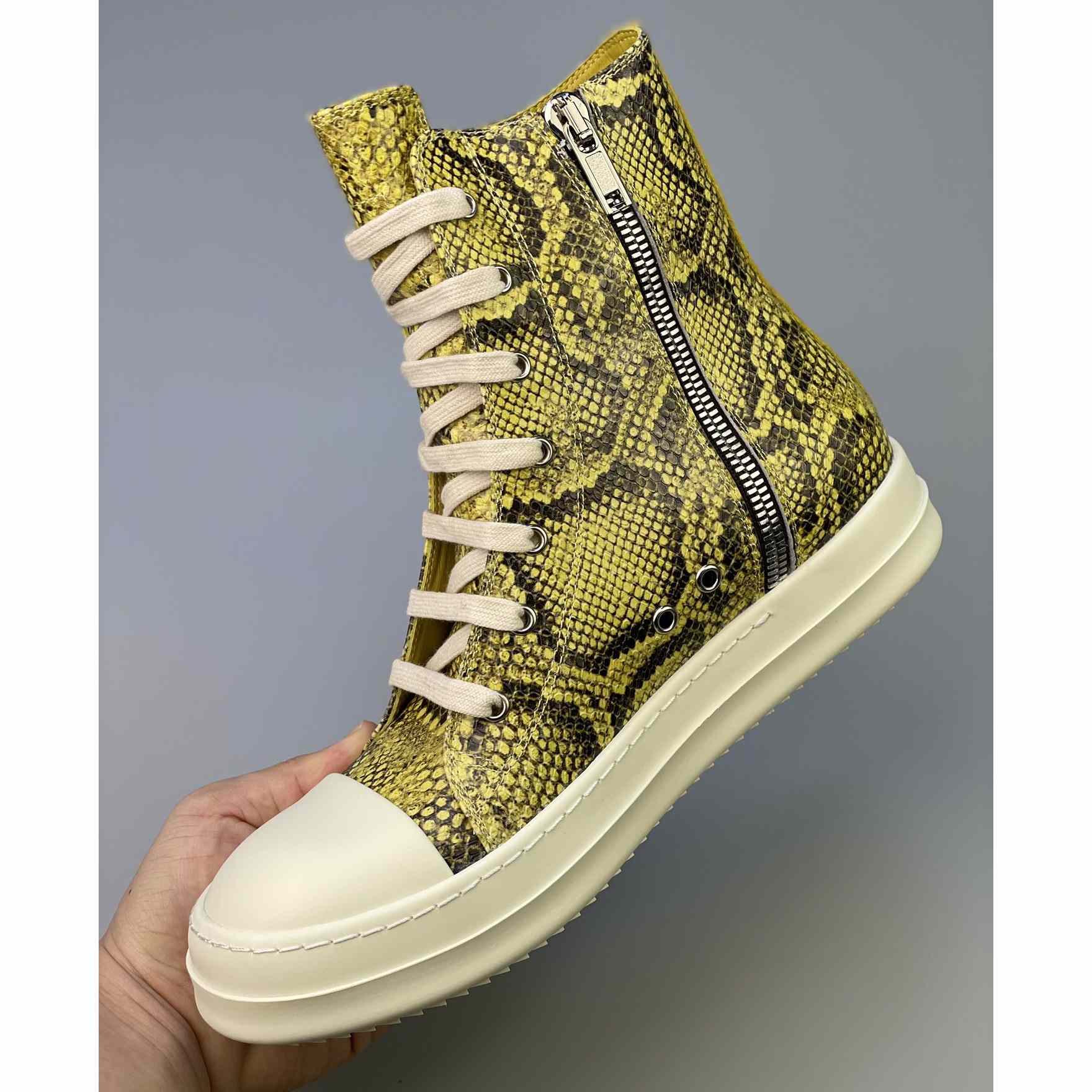Rick Owens Python Leather Sneakers - FashionPlug