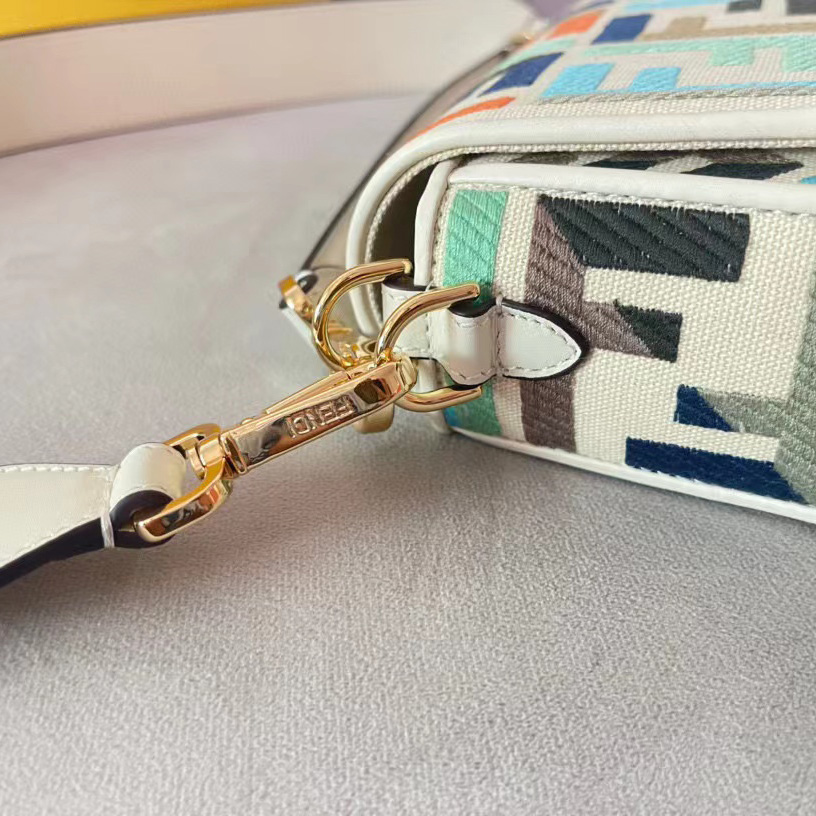 Fendi Baguette Multicolor Canvas Bag With FF Embroidery - FashionPlug