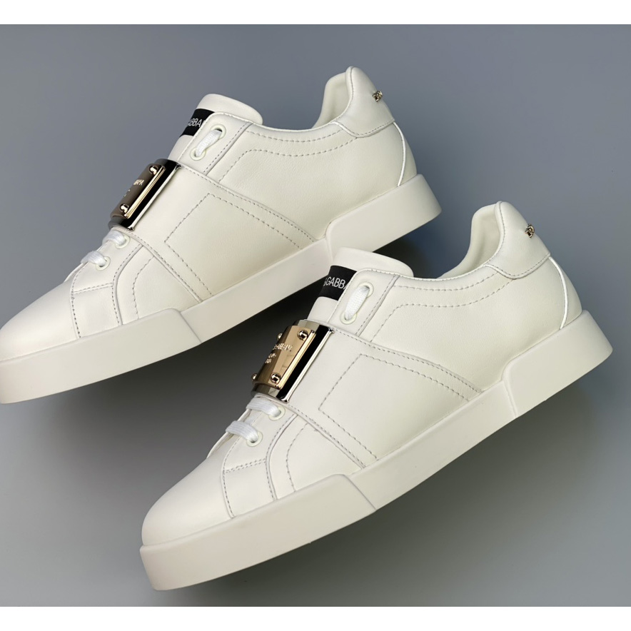 Dolce & Gabbana Calfskin Portofino Sneakers With Branded Tag - FashionPlug