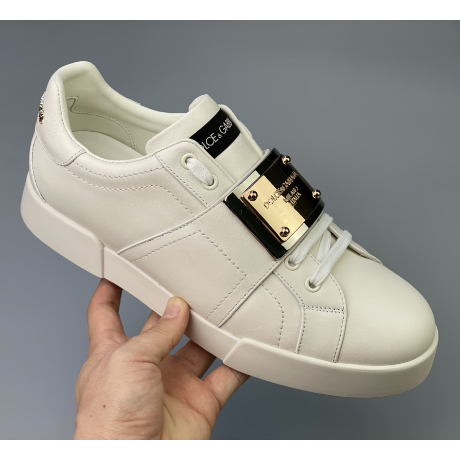 Dolce & Gabbana Calfskin Portofino Sneakers With Branded Tag - FashionPlug
