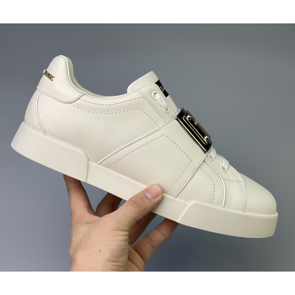 Dolce & Gabbana Calfskin Portofino Sneakers With Branded Tag - FashionPlug