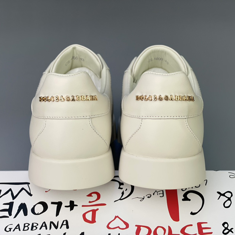Dolce & Gabbana Calfskin Portofino Sneakers With Branded Tag - FashionPlug