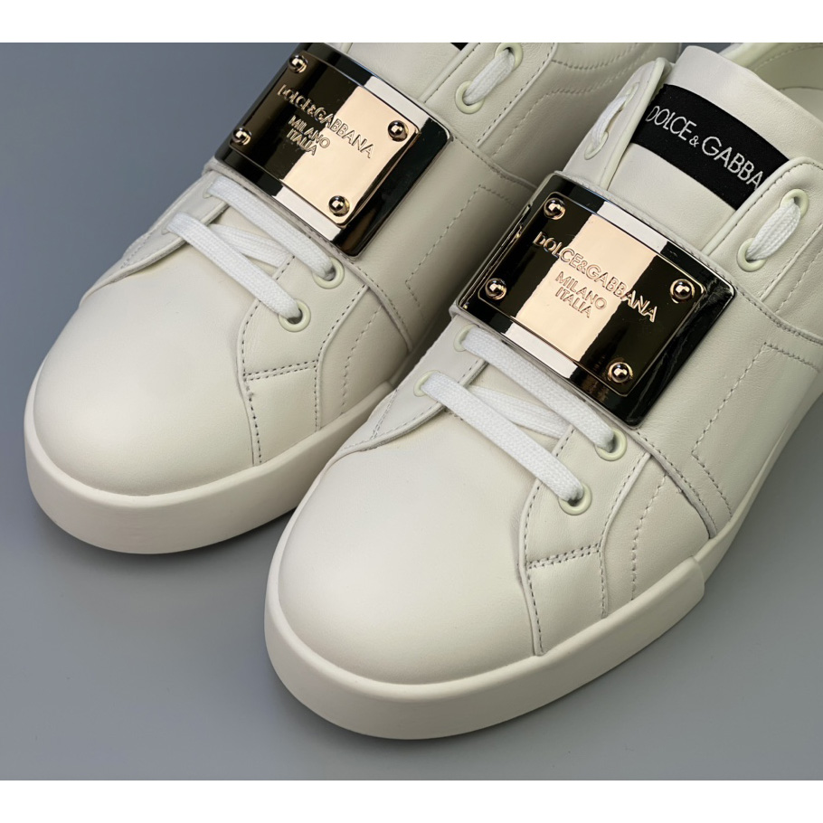 Dolce & Gabbana Calfskin Portofino Sneakers With Branded Tag - FashionPlug