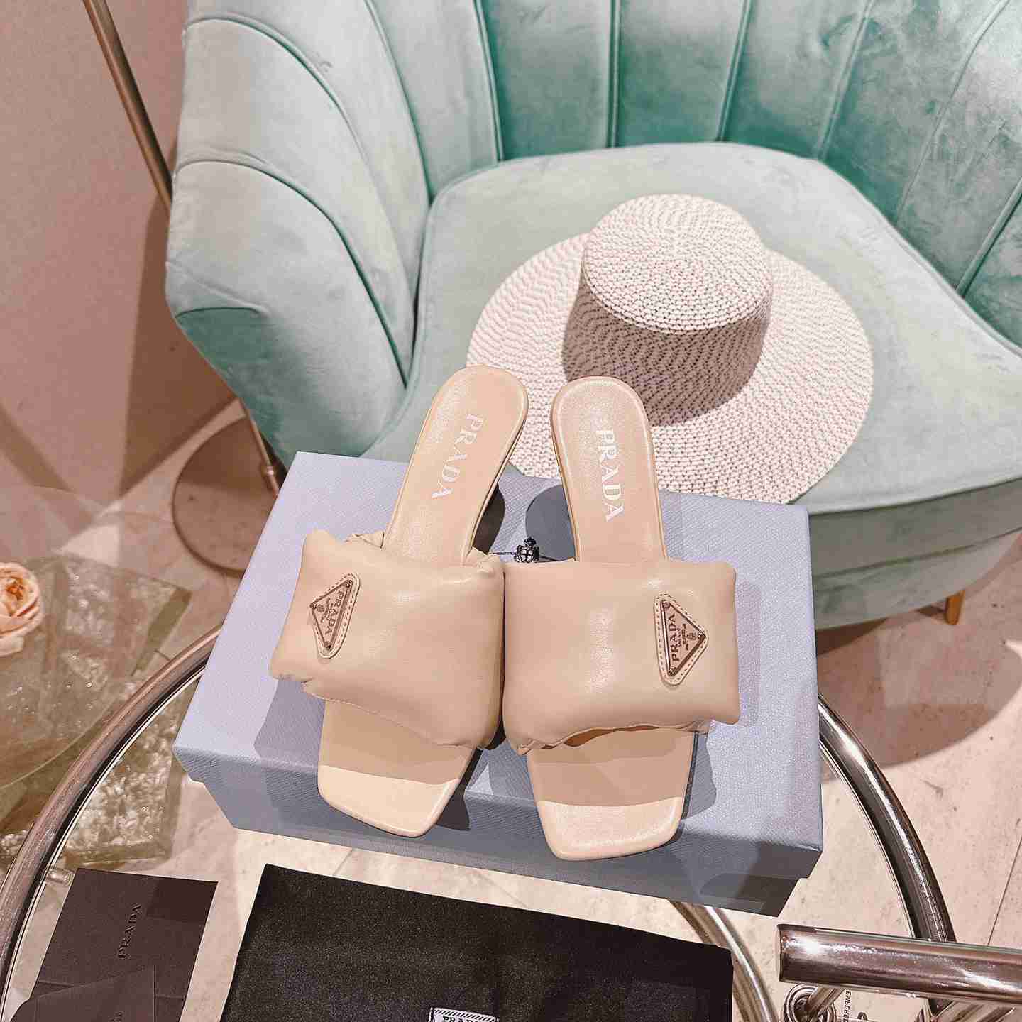 Prada Soft Padded Nappa Sandals - FashionPlug