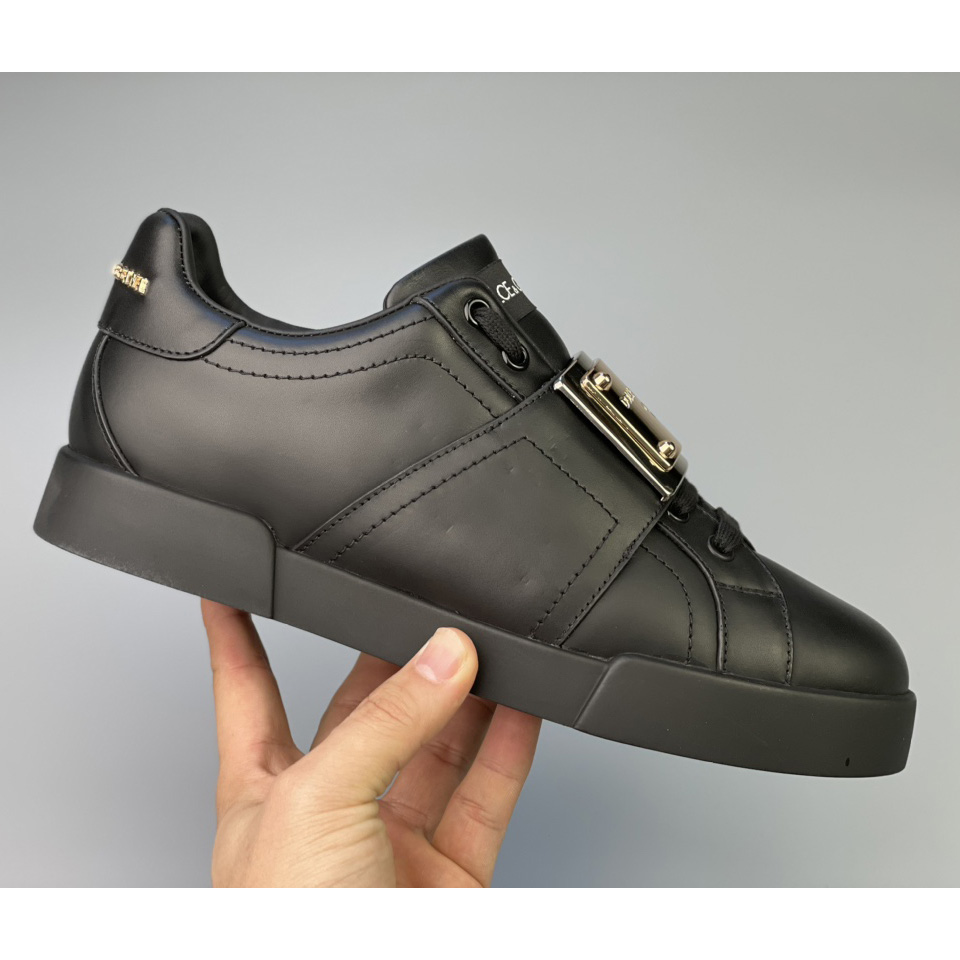 Dolce & Gabbana Calfskin Portofino Sneakers With Branded Tag - FashionPlug