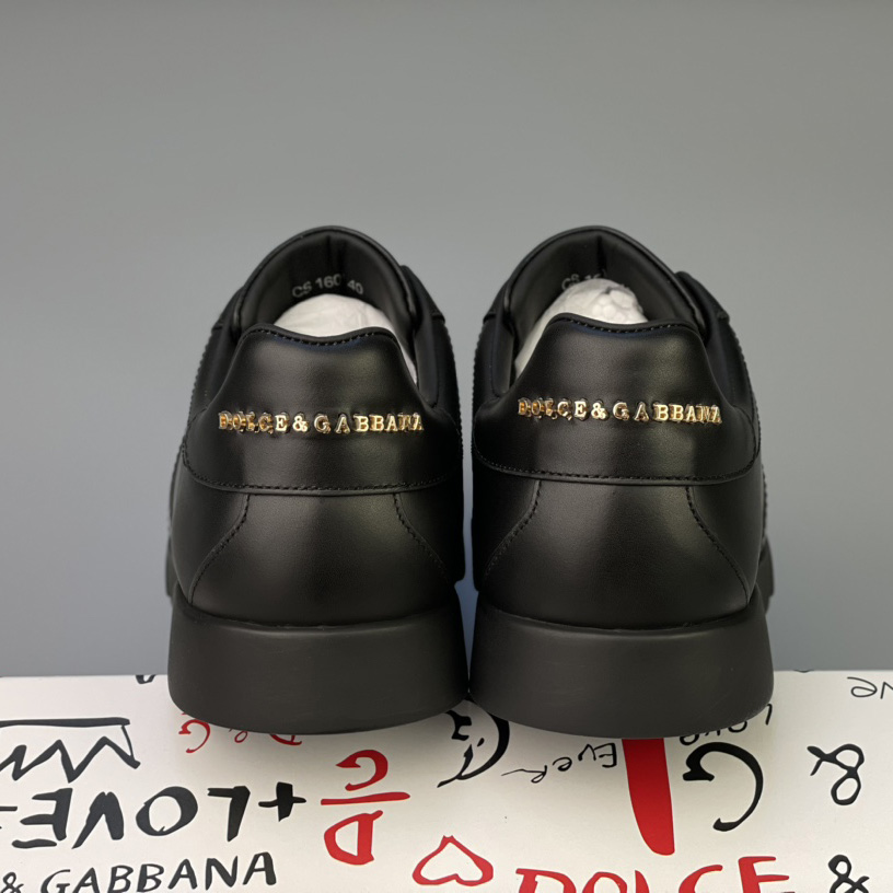 Dolce & Gabbana Calfskin Portofino Sneakers With Branded Tag - FashionPlug