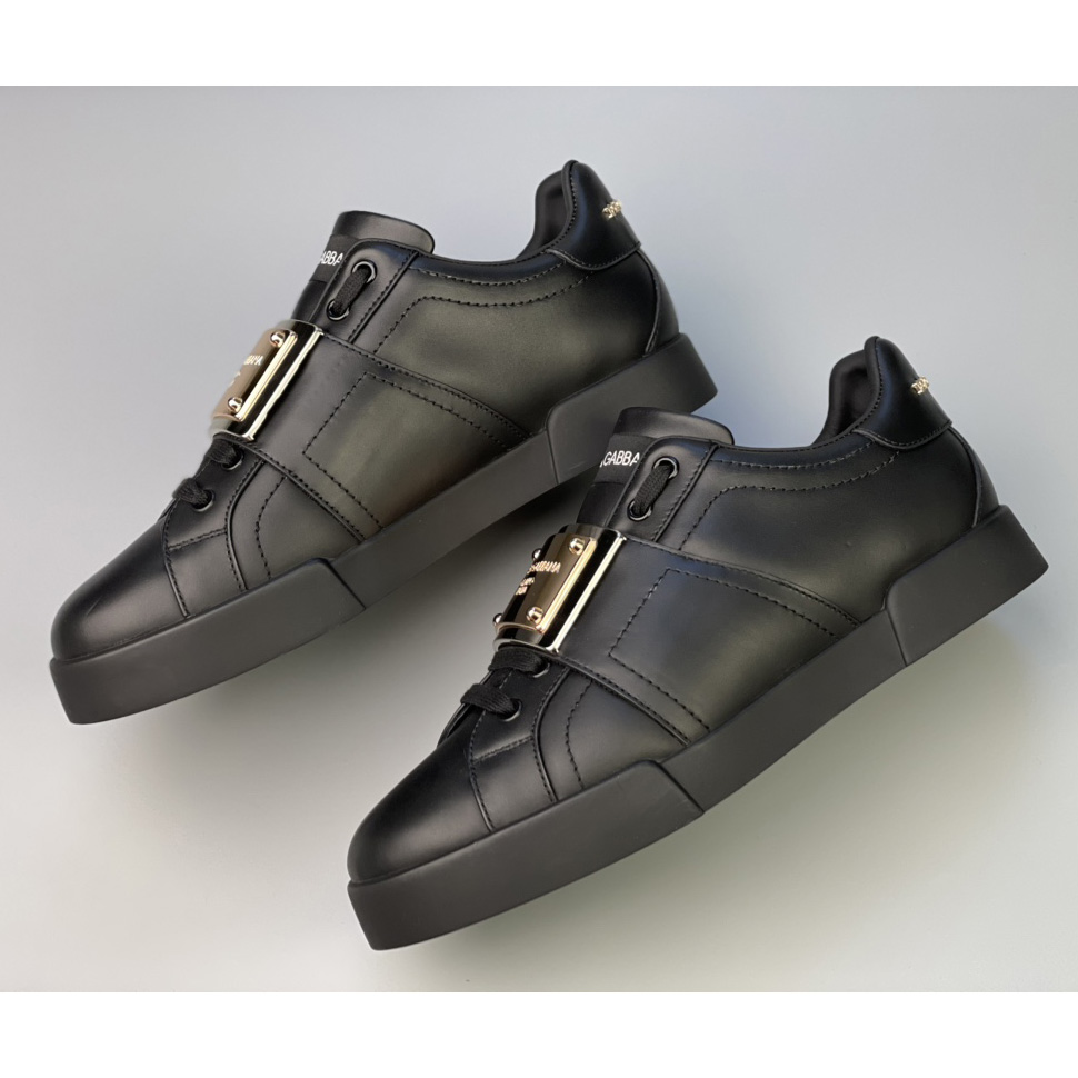 Dolce & Gabbana Calfskin Portofino Sneakers With Branded Tag - FashionPlug