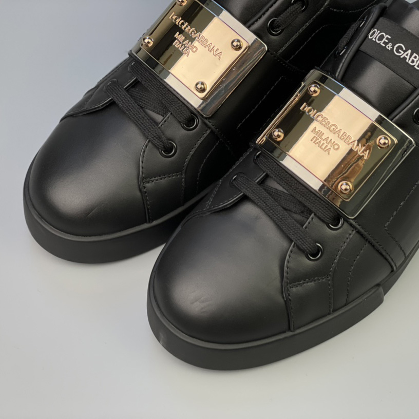 Dolce & Gabbana Calfskin Portofino Sneakers With Branded Tag - FashionPlug