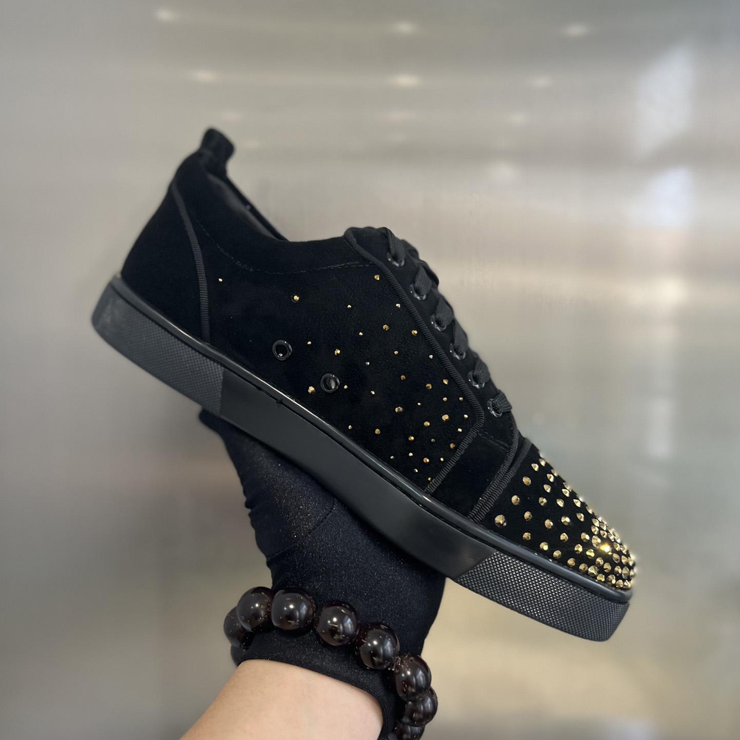 Christian Louboutin Men's Degralouis Junior Strass Flat Low-Top Sneakers - FashionPlug