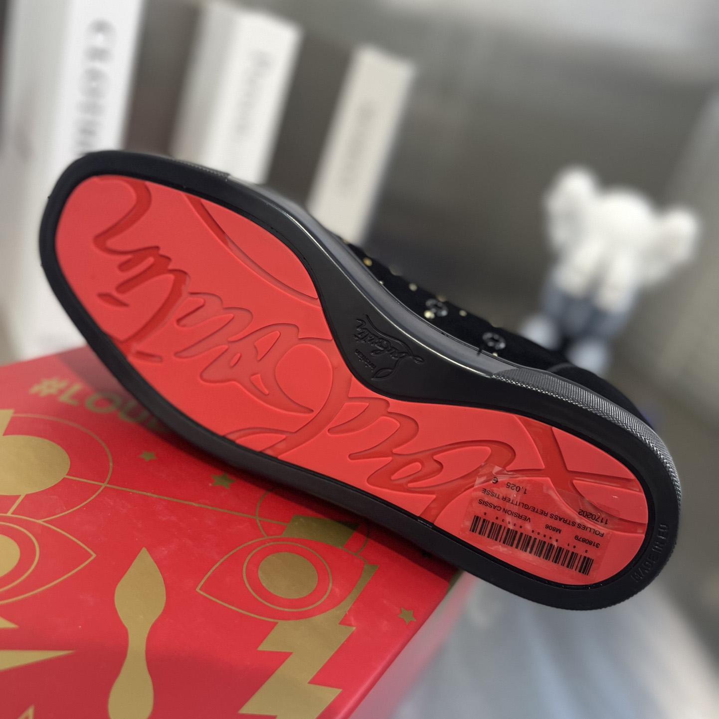 Christian Louboutin Men's Degralouis Junior Strass Flat Low-Top Sneakers - FashionPlug