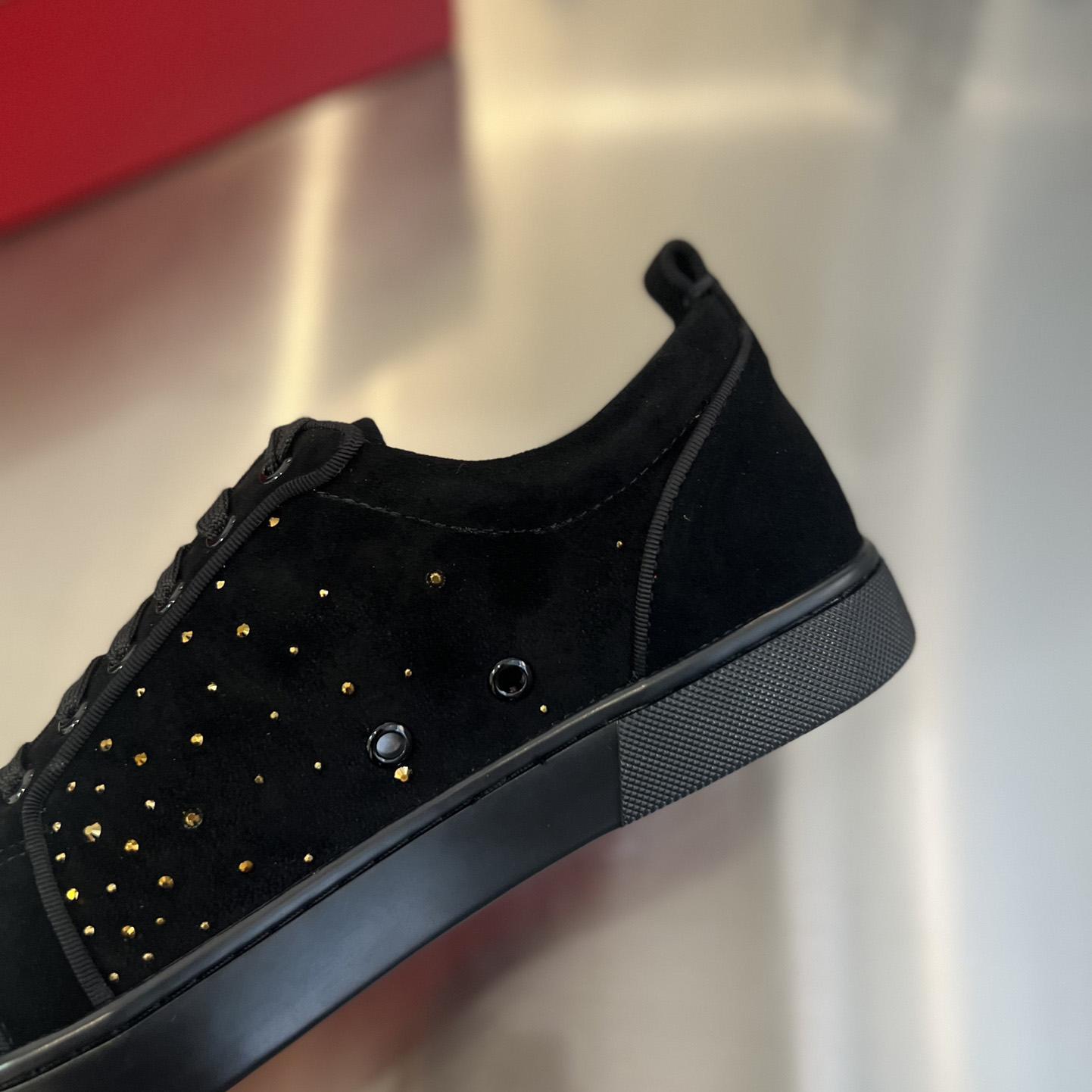 Christian Louboutin Men's Degralouis Junior Strass Flat Low-Top Sneakers - FashionPlug