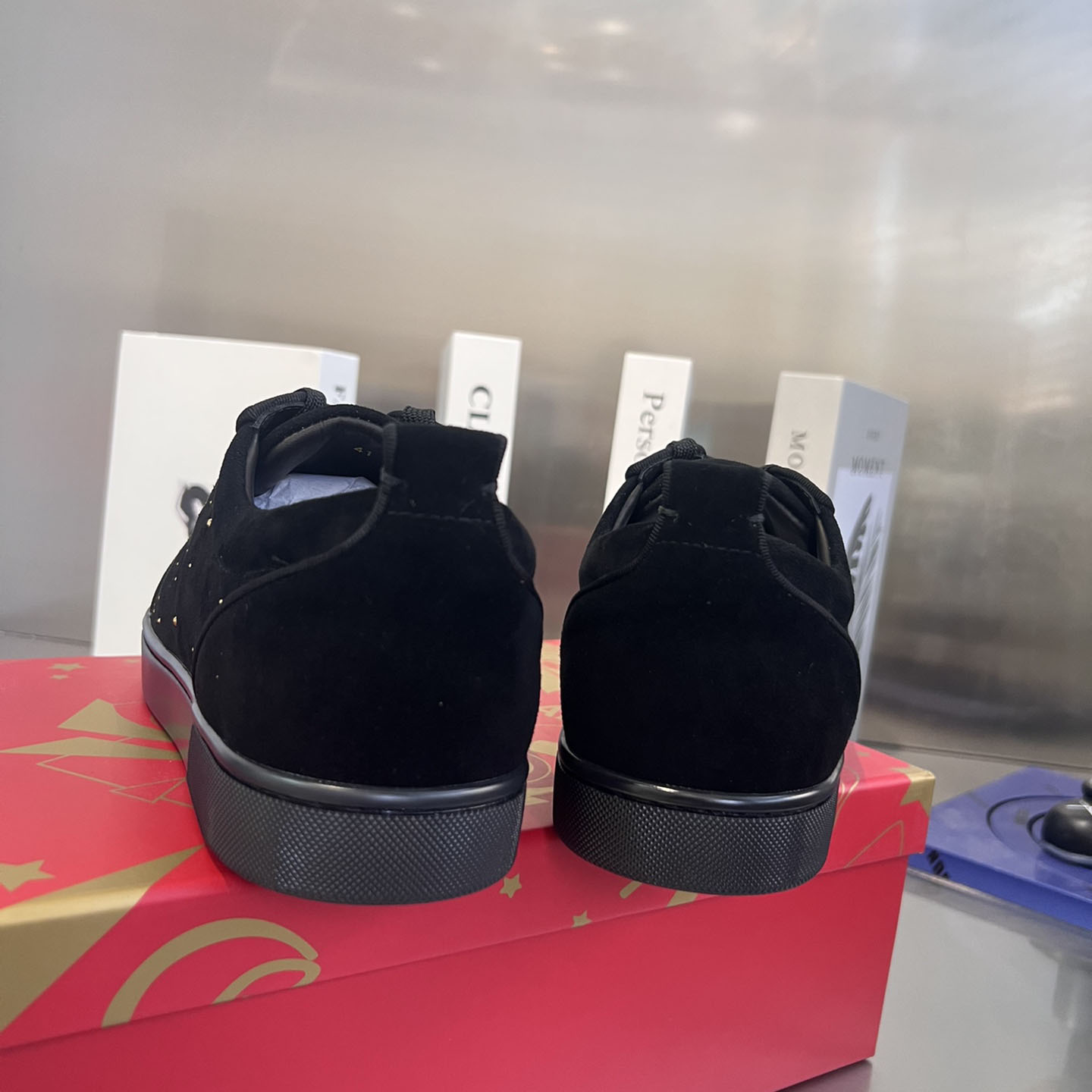 Christian Louboutin Men's Degralouis Junior Strass Flat Low-Top Sneakers - FashionPlug