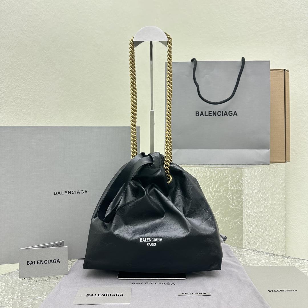 Balenciaga Women's Crush Small Tote Bag In Black - FashionPlug