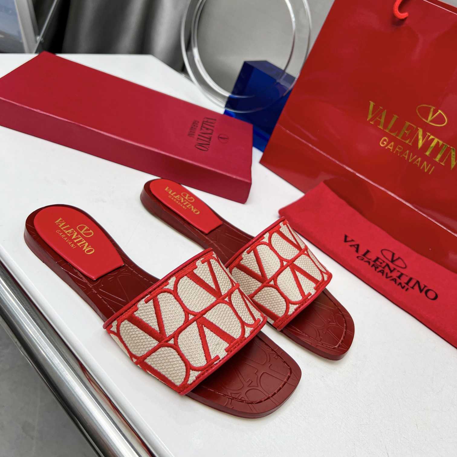 Valenti Toile Iconographe Slide Sandal  - FashionPlug