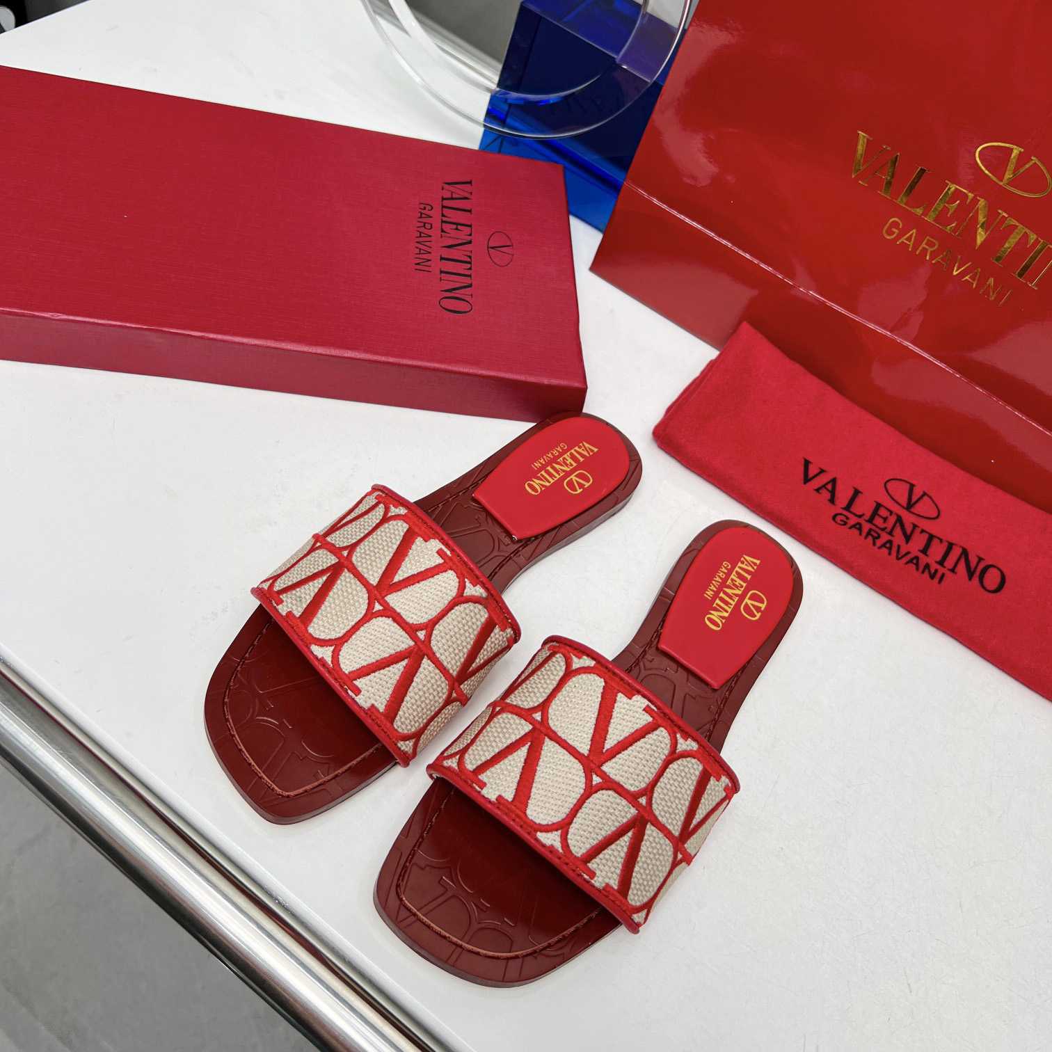 Valenti Toile Iconographe Slide Sandal  - FashionPlug