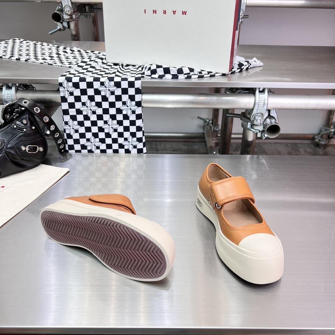 Marni Brown nappa leather mary jane sneaker - FashionPlug