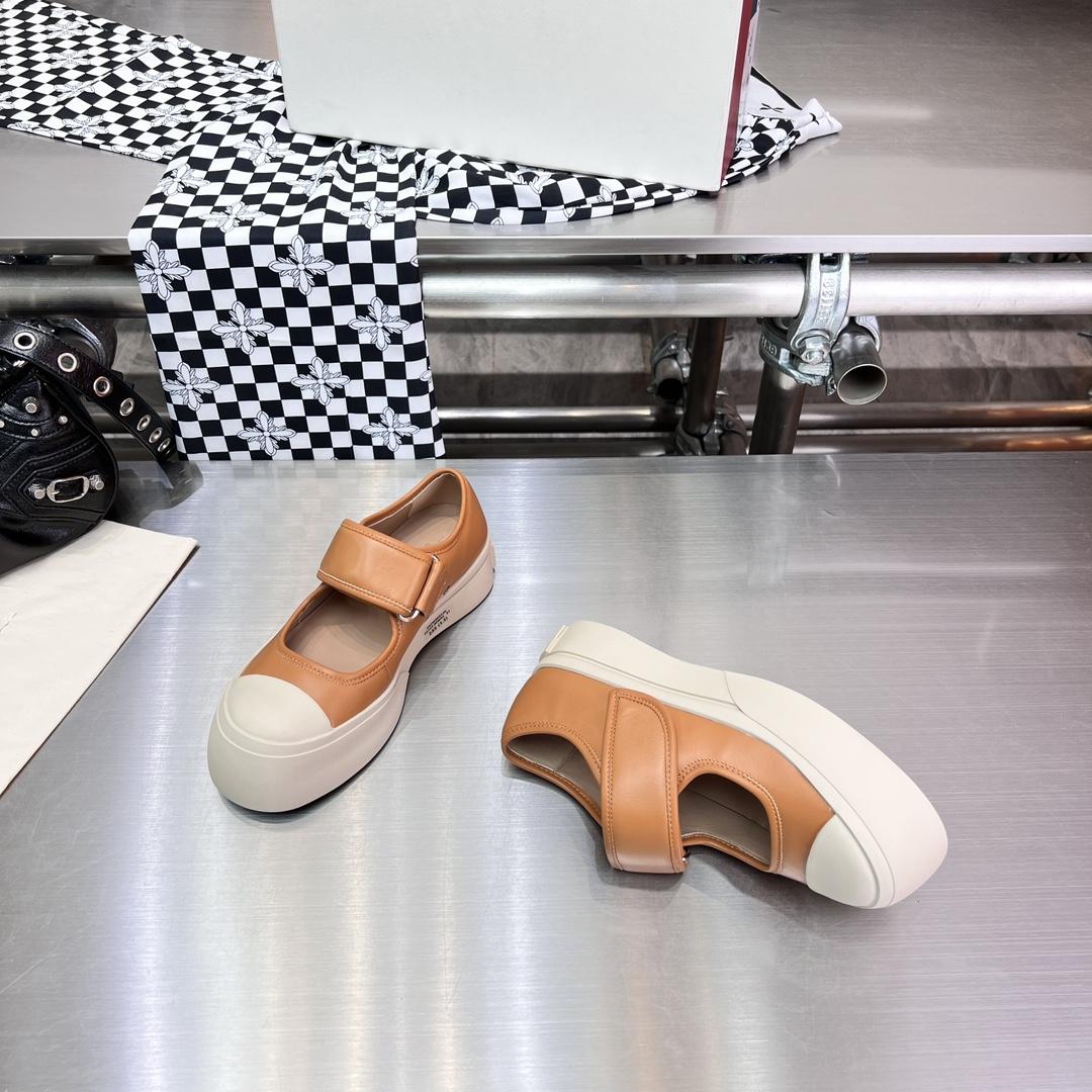 Marni Brown nappa leather mary jane sneaker - FashionPlug