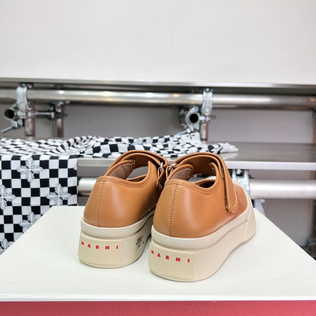 Marni Brown nappa leather mary jane sneaker - FashionPlug