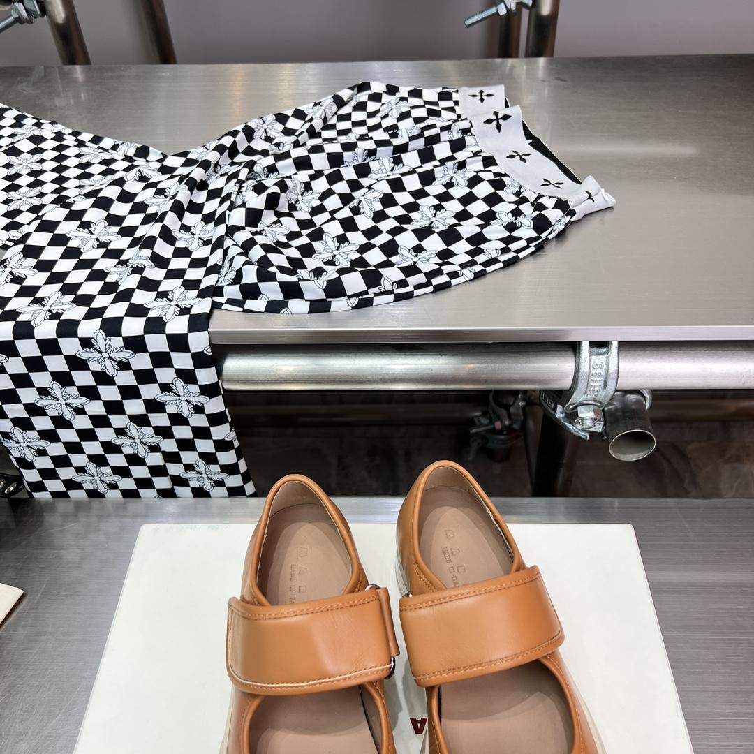 Marni Brown nappa leather mary jane sneaker - FashionPlug