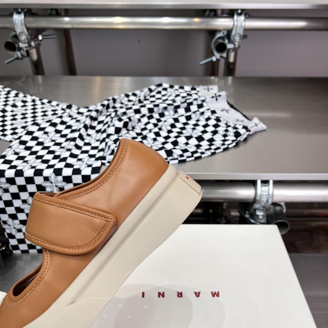 Marni Brown nappa leather mary jane sneaker - FashionPlug