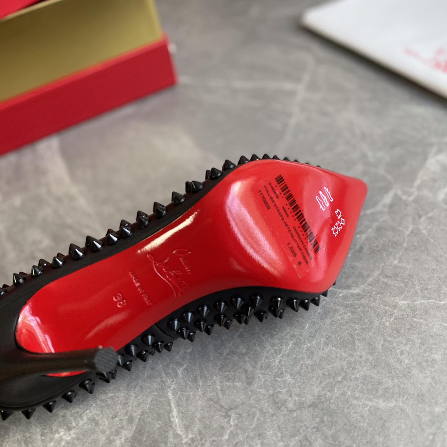 Christian Louboutin Black Patent Leather Pigalle Spikes Pumps   85mm - FashionPlug