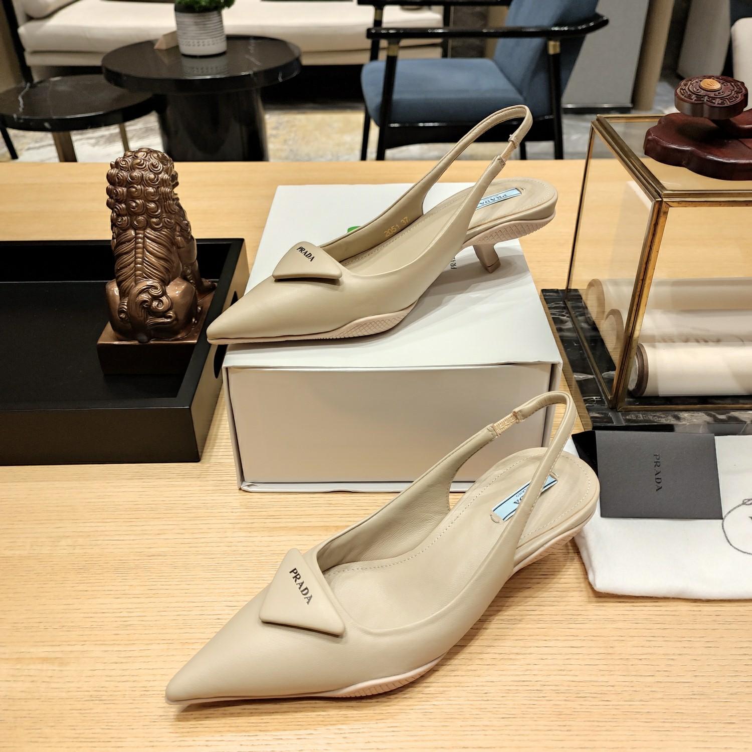 Prada Soft padded Leather Slingback Pumps - FashionPlug