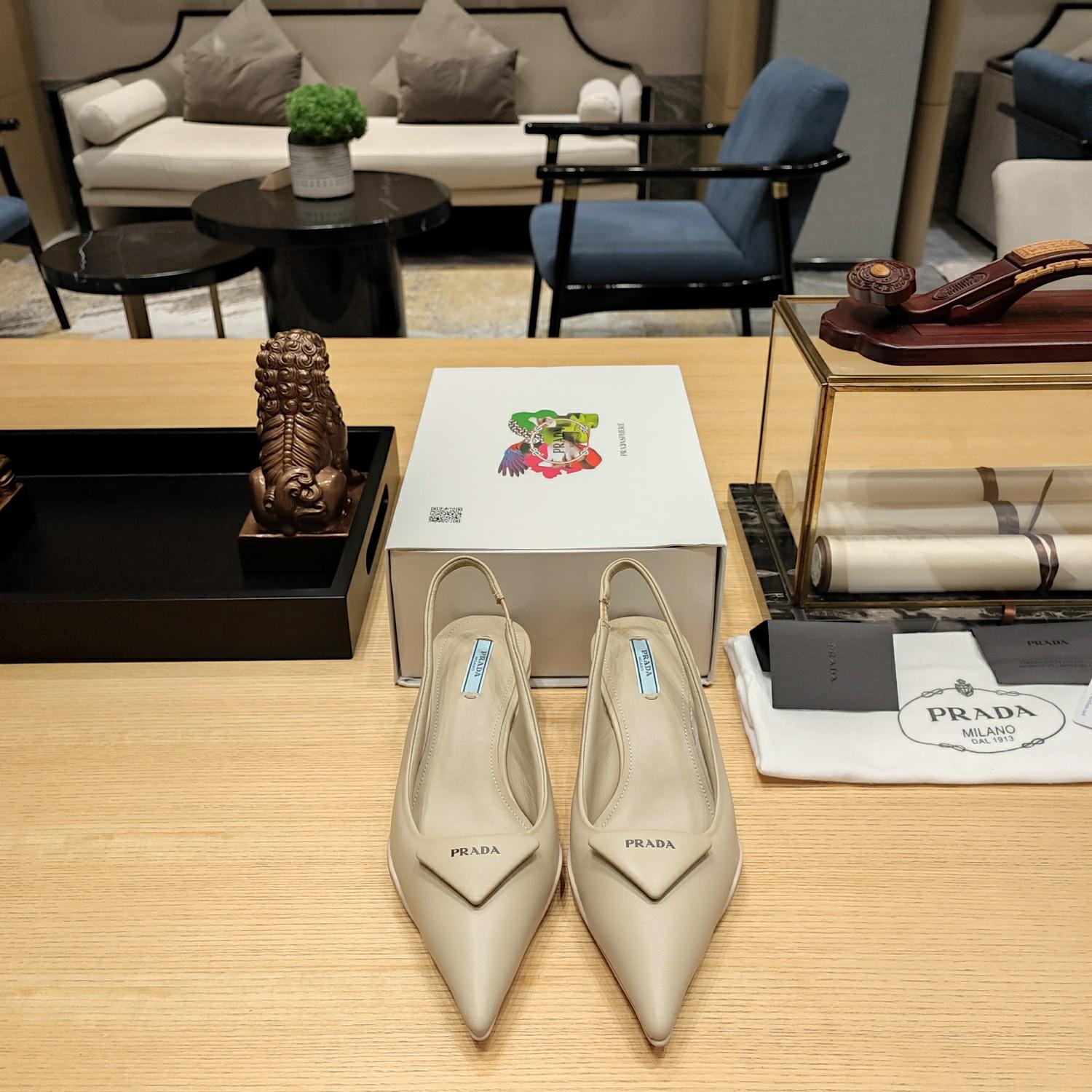 Prada Soft padded Leather Slingback Pumps - FashionPlug