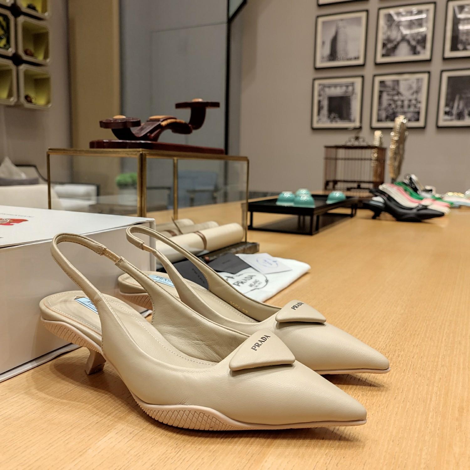 Prada Soft padded Leather Slingback Pumps - FashionPlug