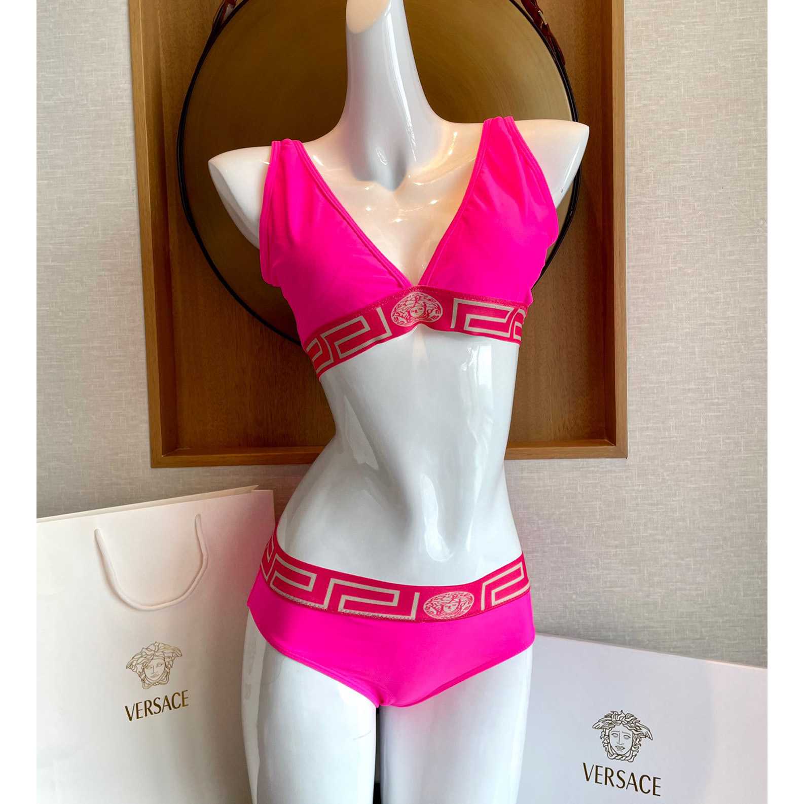 Versace Stretch Cotton Jersey Triangle Bra Top Suits For Women - FashionPlug