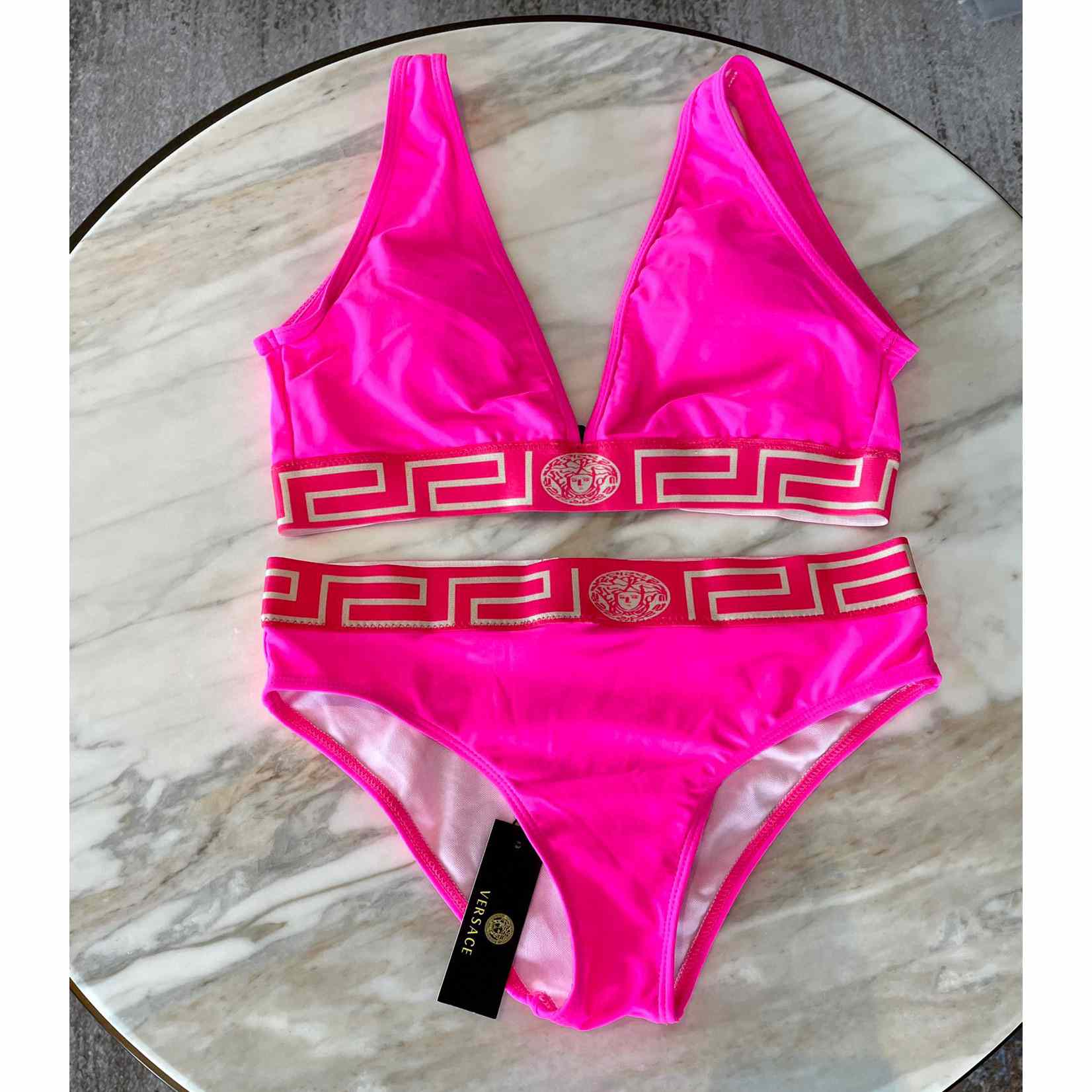 Versace Stretch Cotton Jersey Triangle Bra Top Suits For Women - FashionPlug