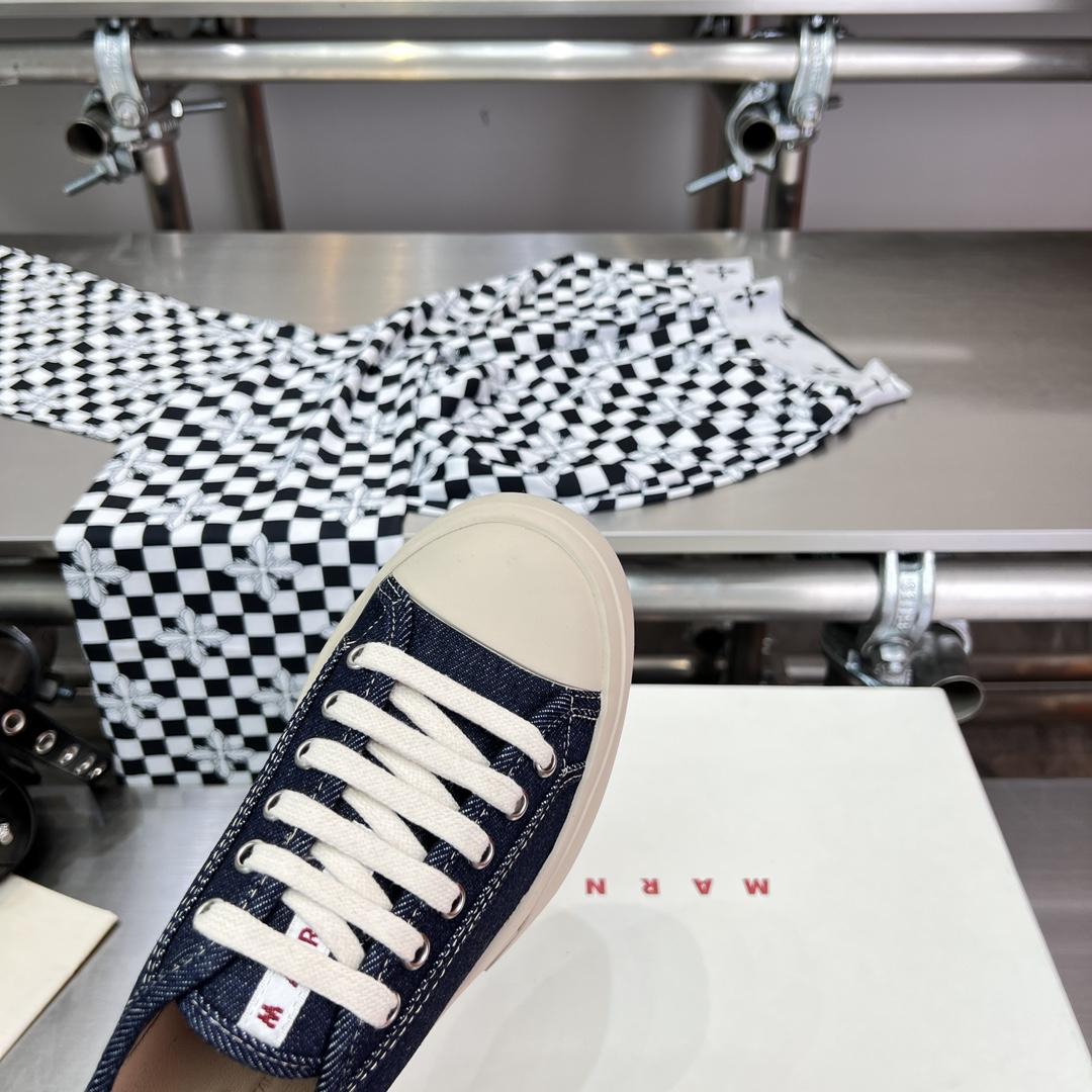 Marni Blue Denim Pablo Lace-up Sneaker - FashionPlug