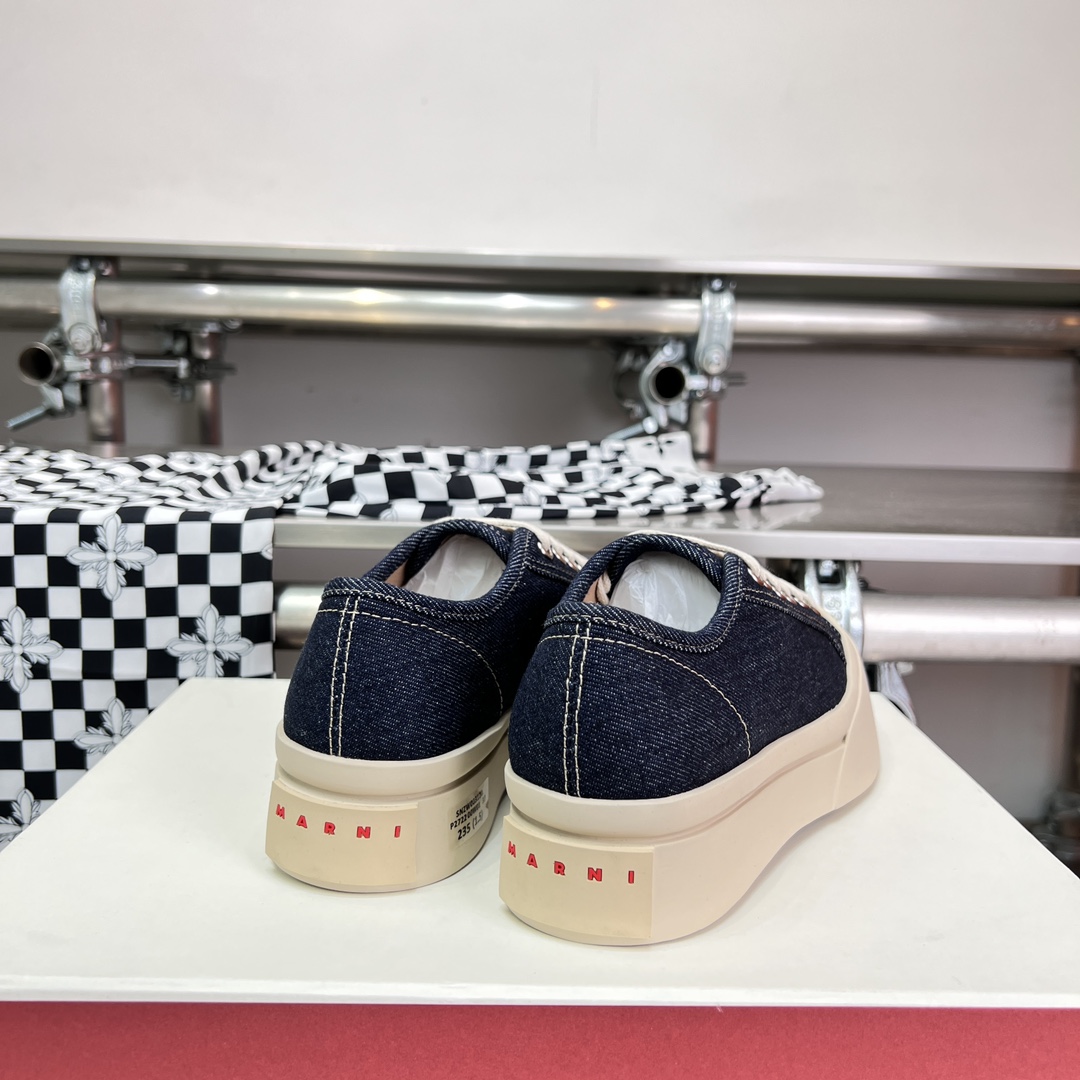 Marni Blue Denim Pablo Lace-up Sneaker - FashionPlug