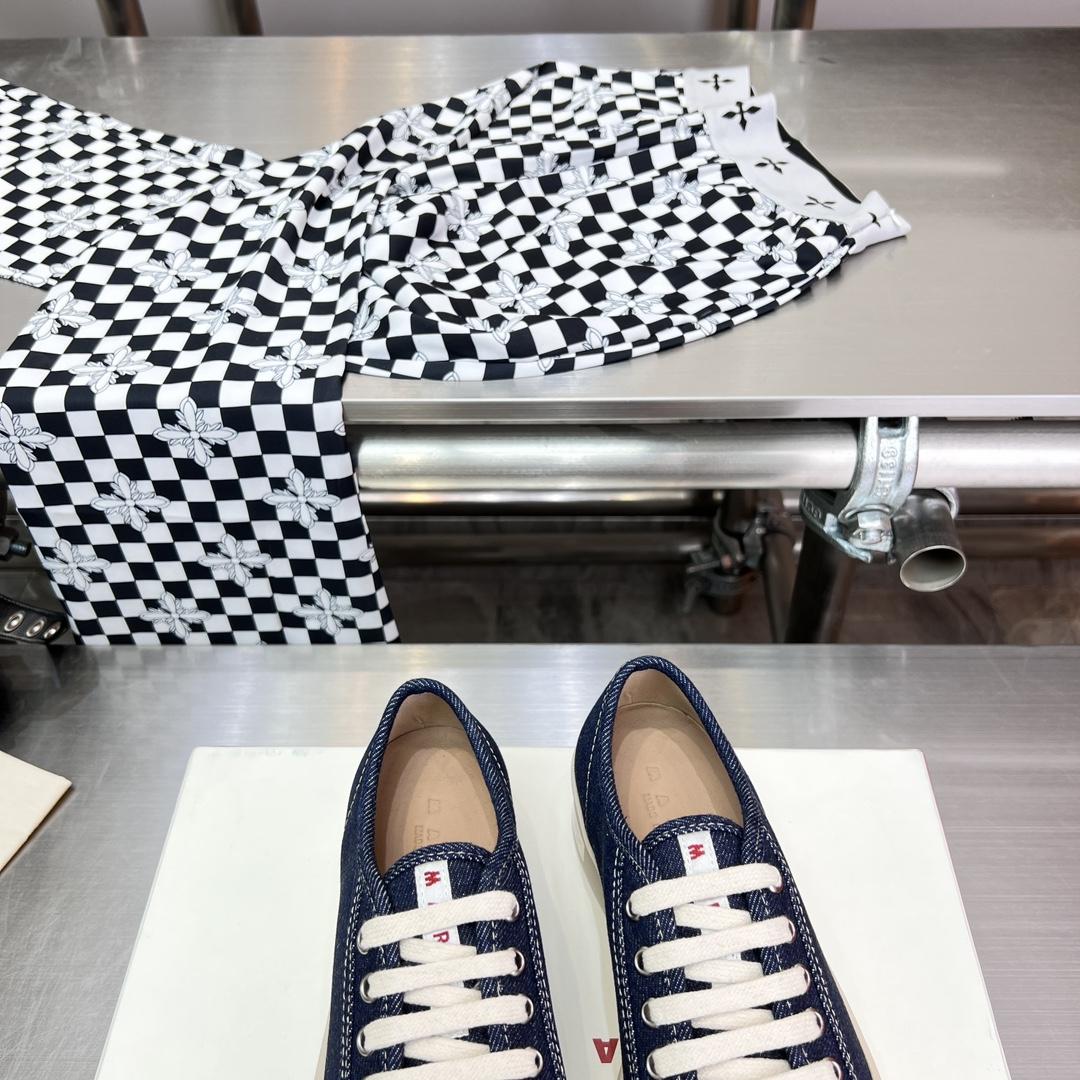 Marni Blue Denim Pablo Lace-up Sneaker - FashionPlug