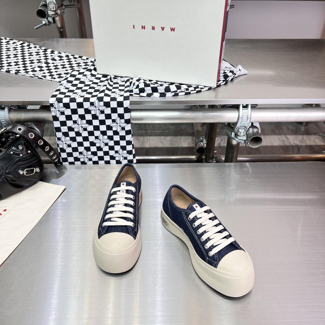 Marni Blue Denim Pablo Lace-up Sneaker - FashionPlug