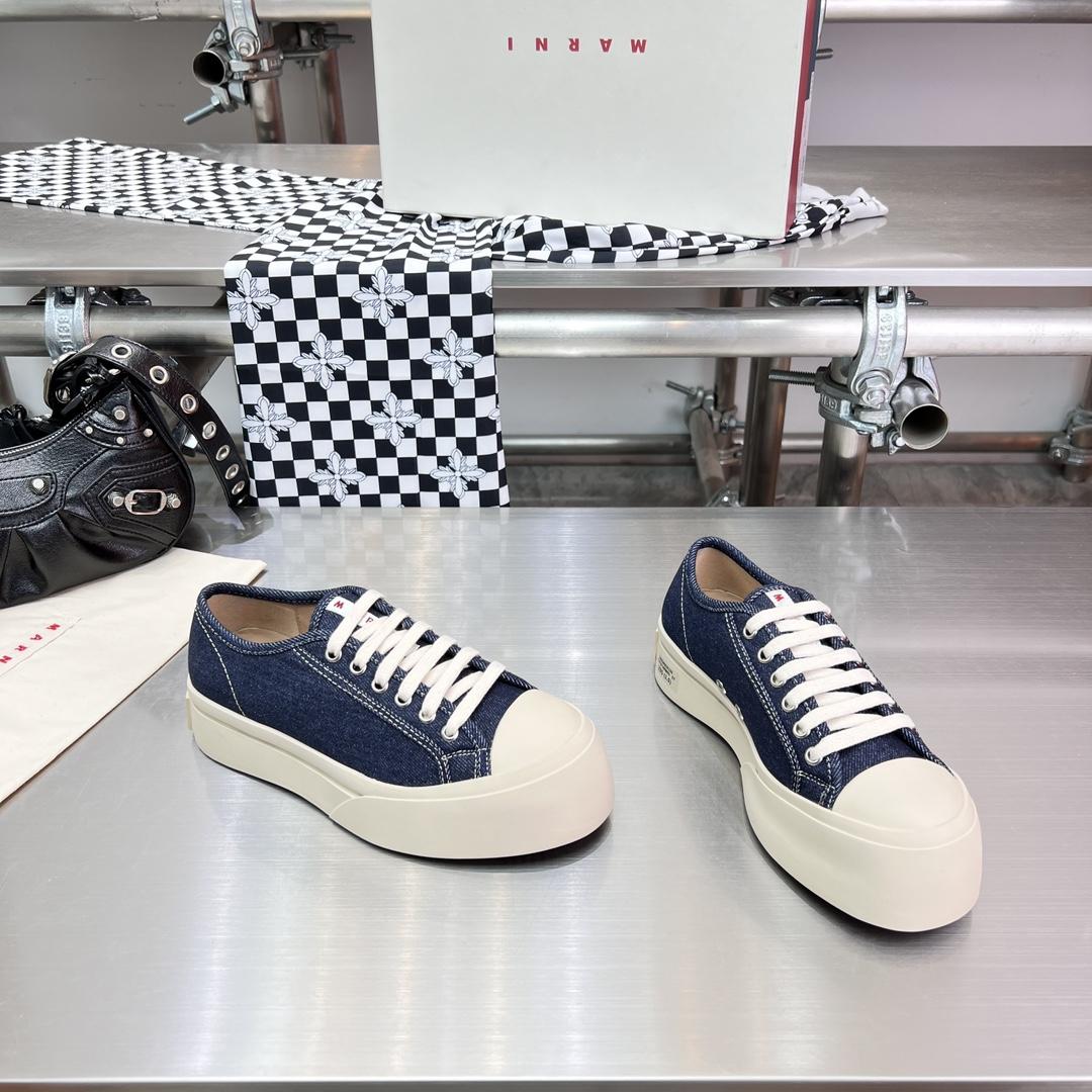 Marni Blue Denim Pablo Lace-up Sneaker - FashionPlug