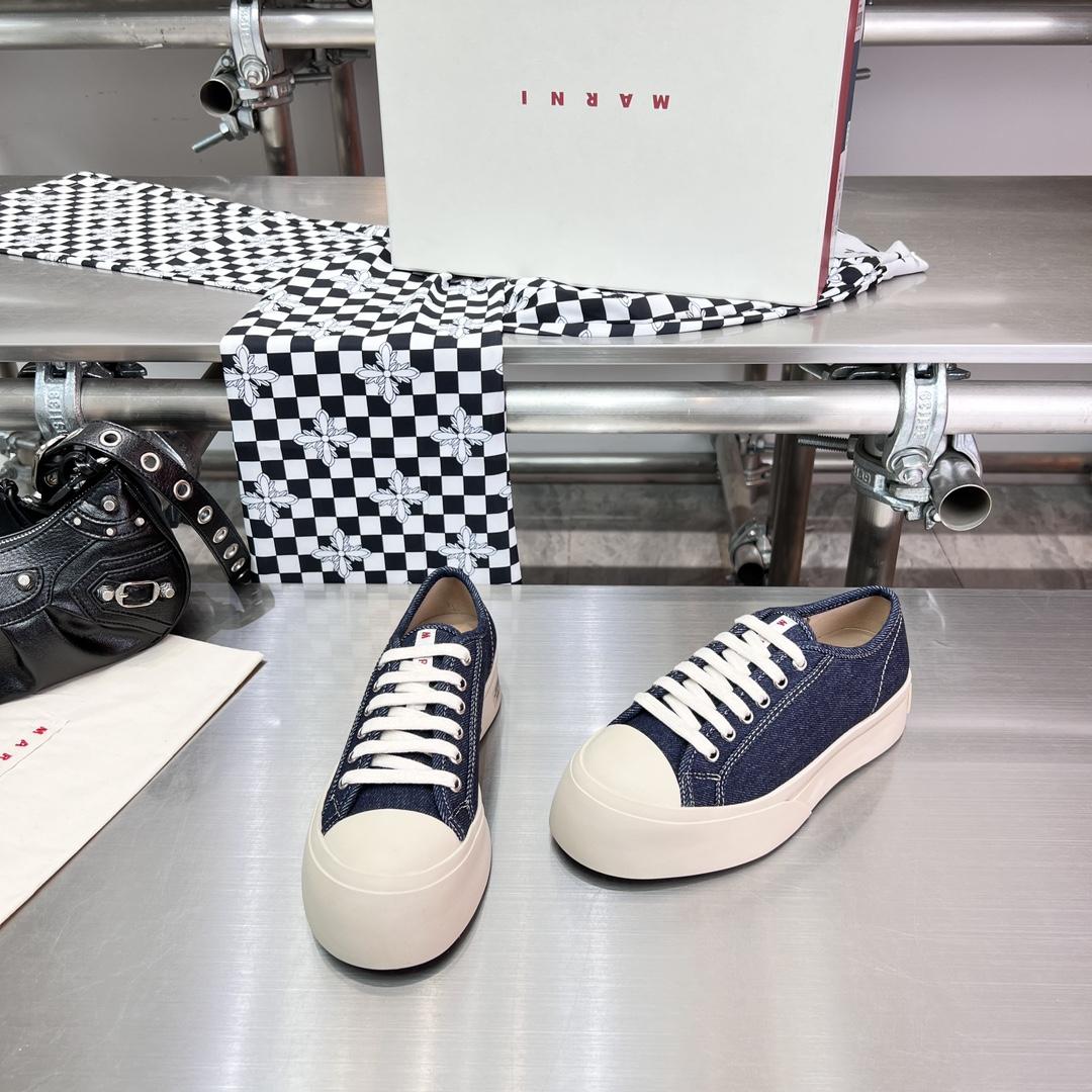 Marni Blue Denim Pablo Lace-up Sneaker - FashionPlug