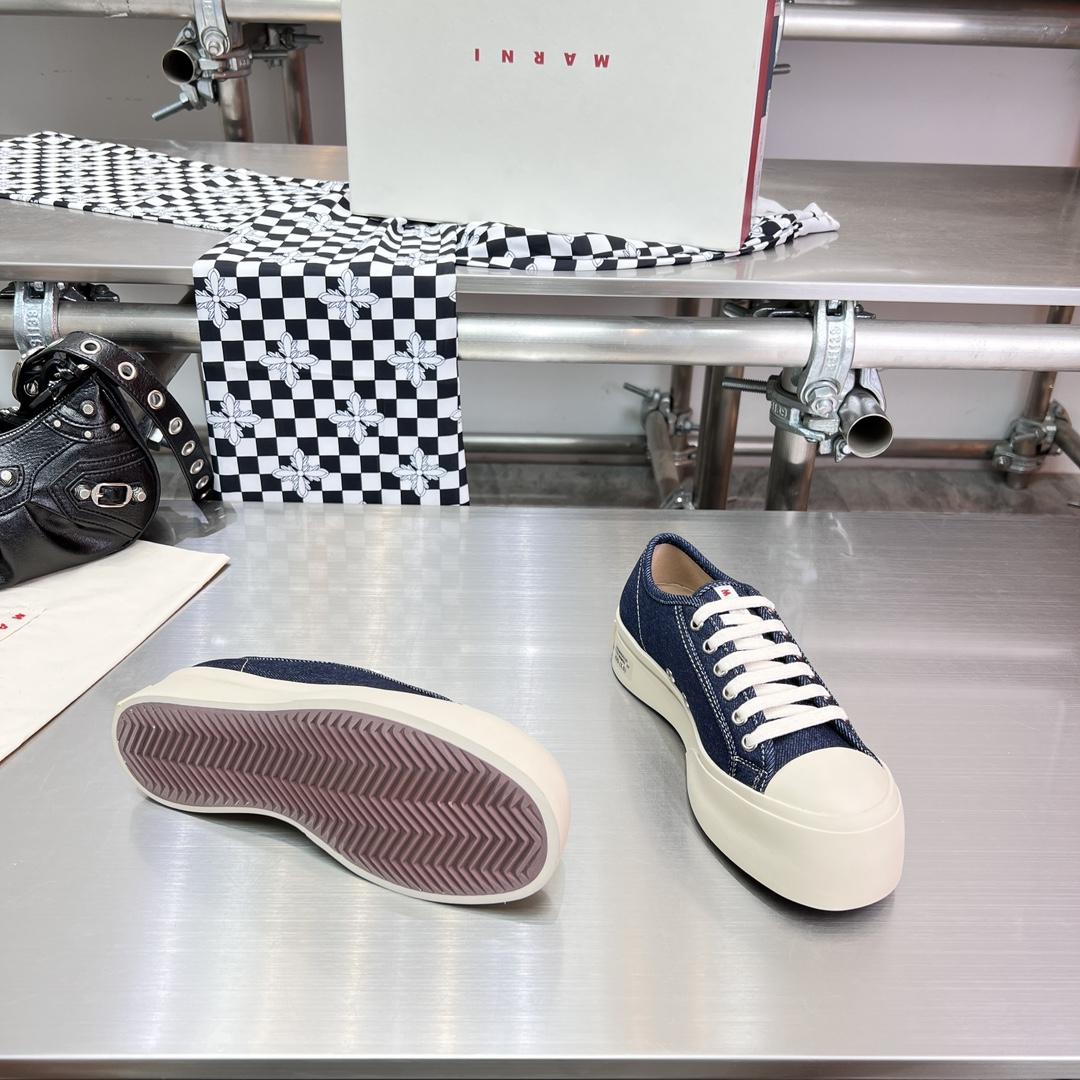 Marni Blue Denim Pablo Lace-up Sneaker - FashionPlug