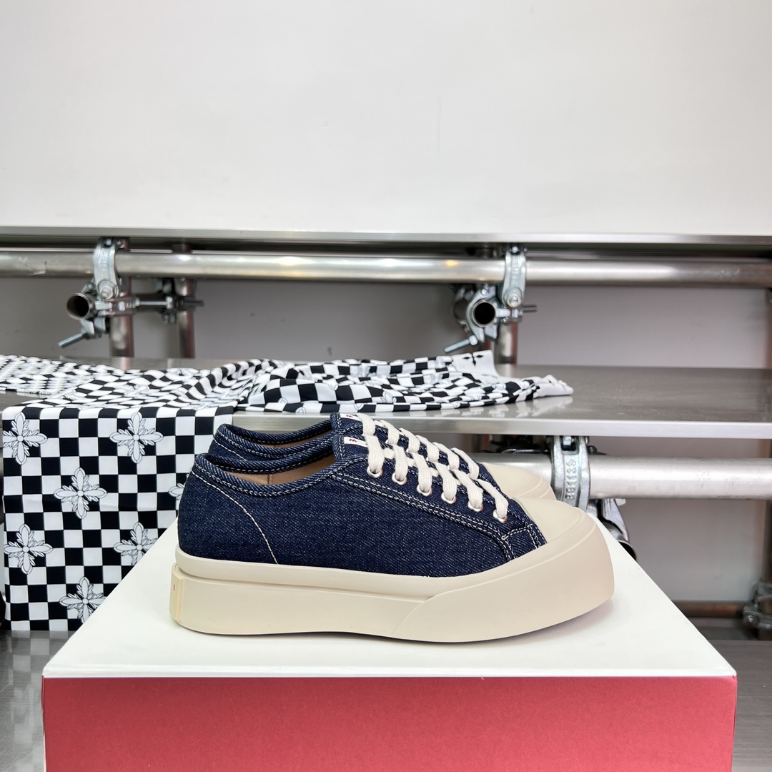 Marni Blue Denim Pablo Lace-up Sneaker - FashionPlug