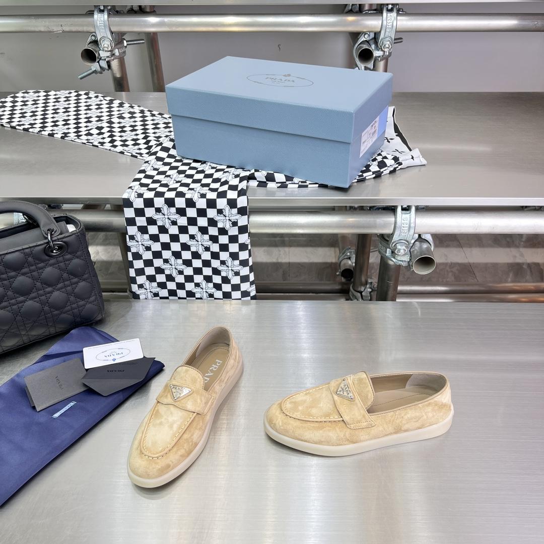 Prada Suede Leather Loafers - FashionPlug