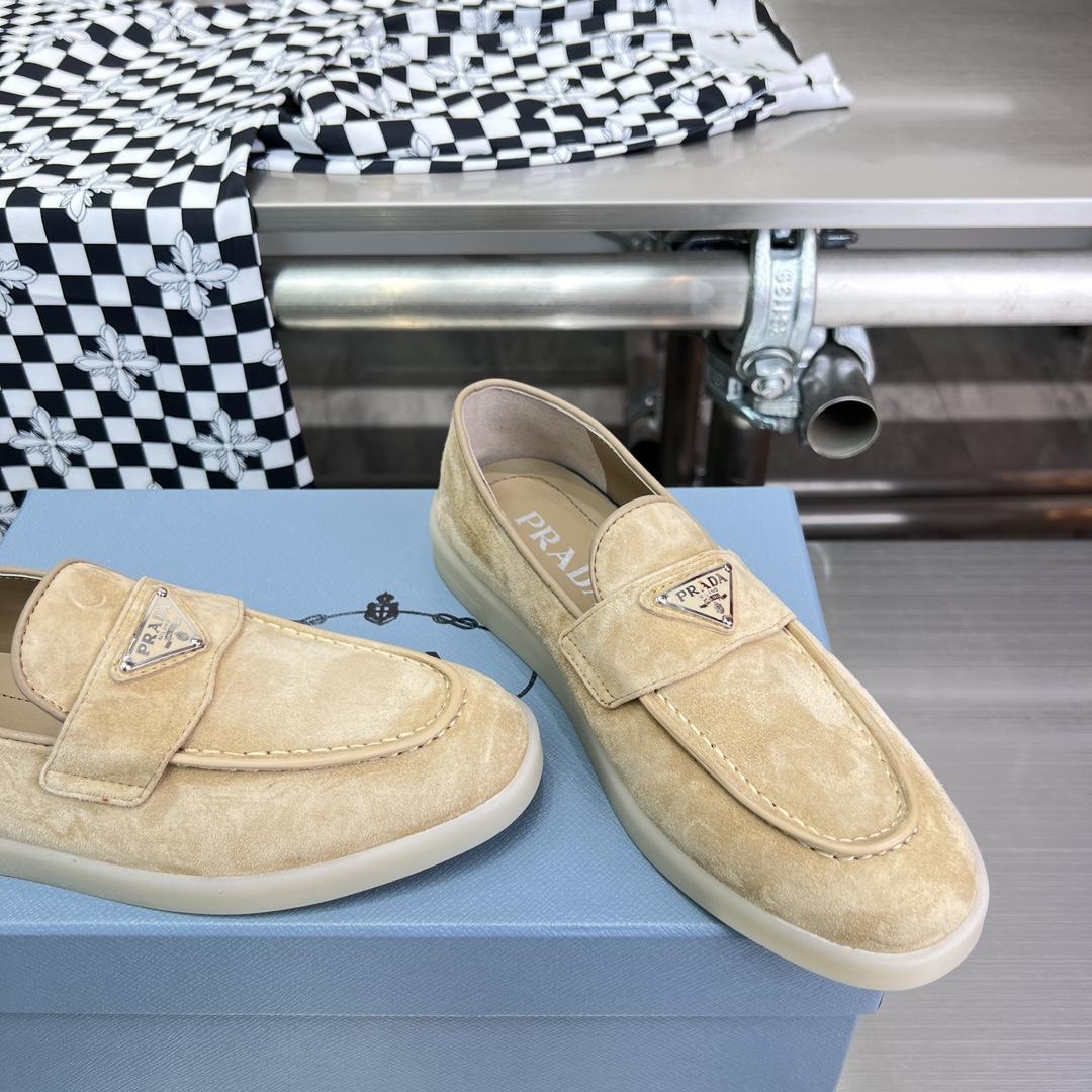 Prada Suede Leather Loafers - FashionPlug