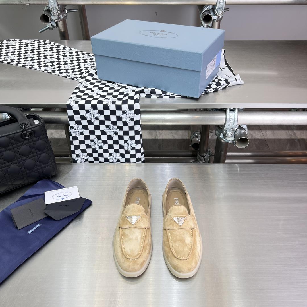Prada Suede Leather Loafers - FashionPlug