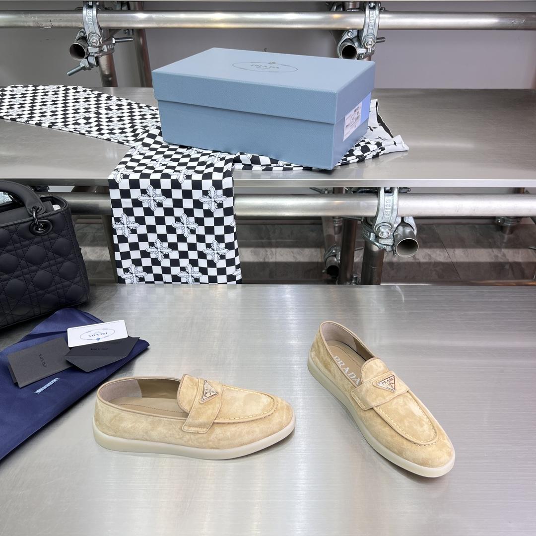 Prada Suede Leather Loafers - FashionPlug
