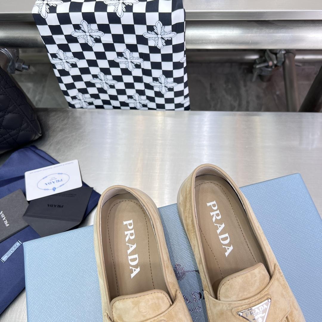 Prada Suede Leather Loafers - FashionPlug