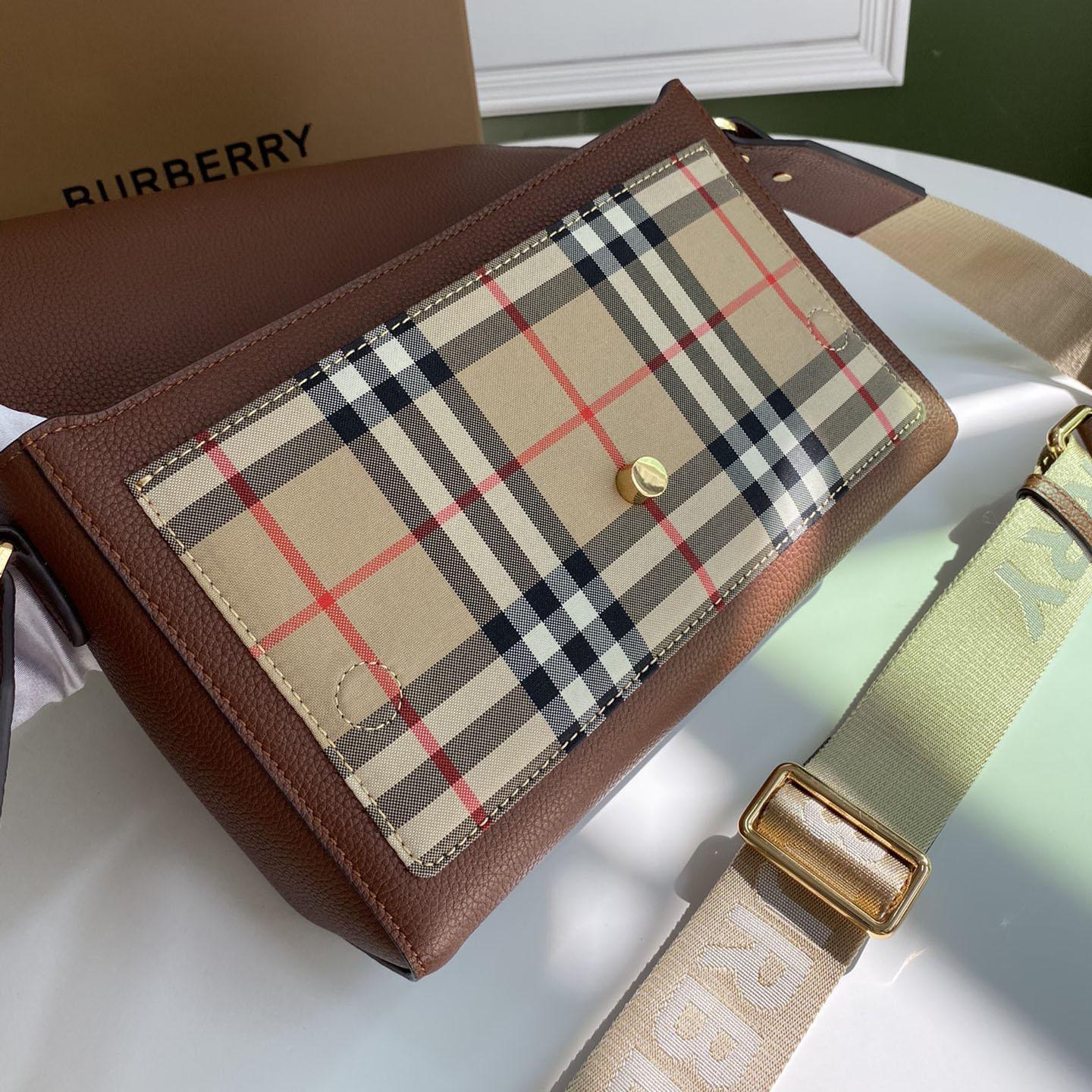 Burberry Vintage Check And Leather Note Crossbody Bag(25-18-8.5CM) - FashionPlug
