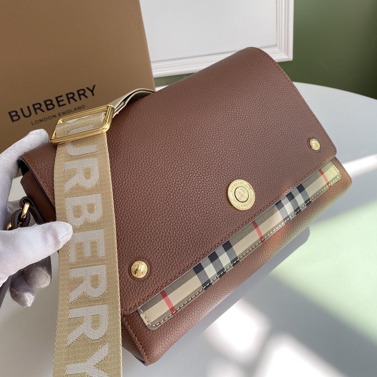 Burberry Vintage Check And Leather Note Crossbody Bag(25-18-8.5CM) - FashionPlug