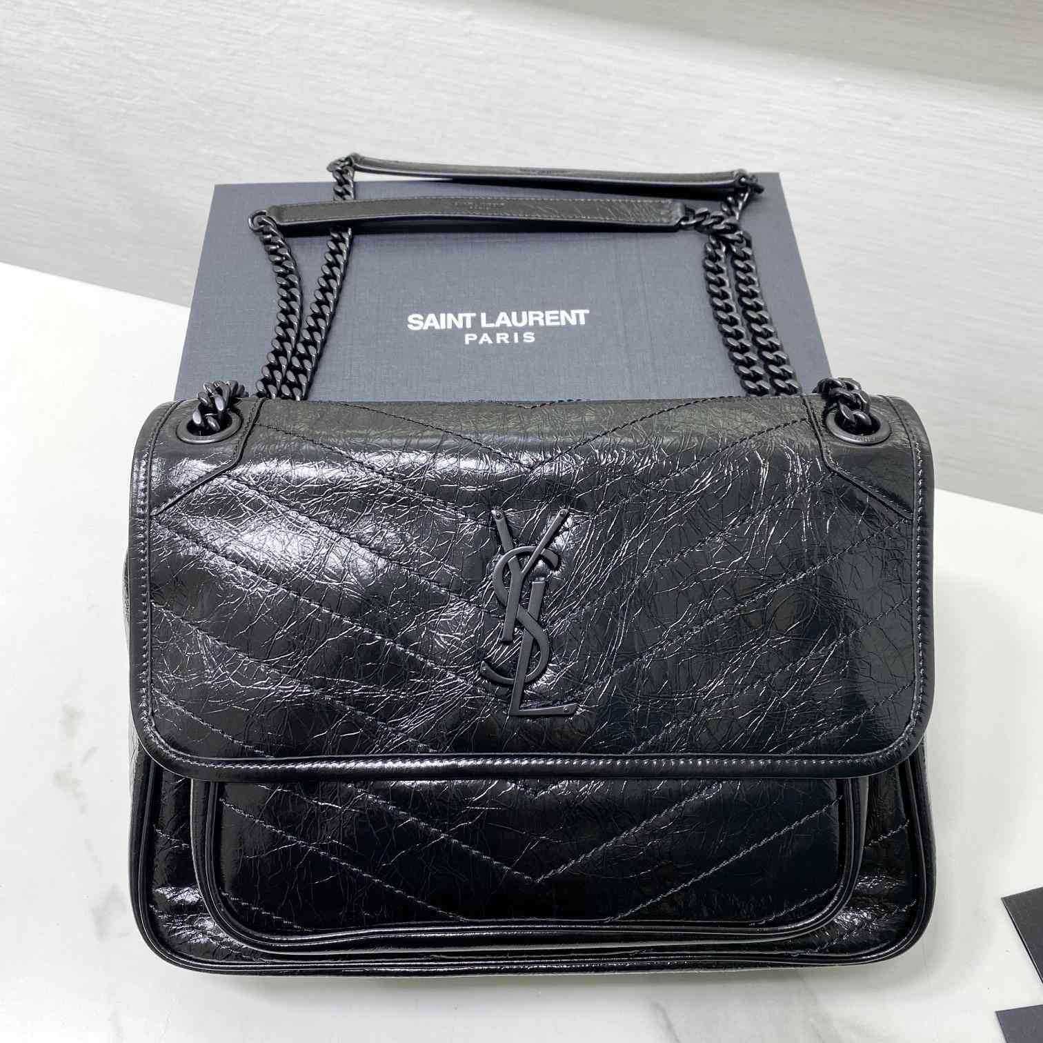 Saint Laurent Niki Medium Chain Bag In Crinkled Vintage Leather  - FashionPlug