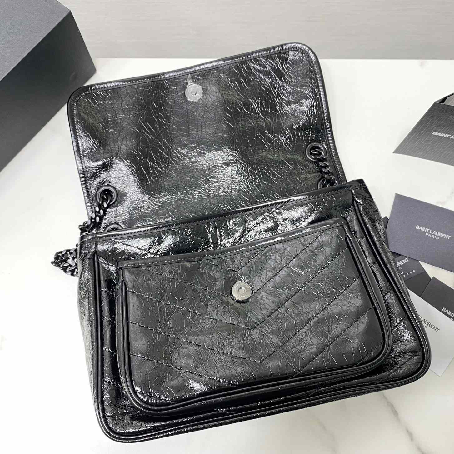 Saint Laurent Niki Medium Chain Bag In Crinkled Vintage Leather  - FashionPlug