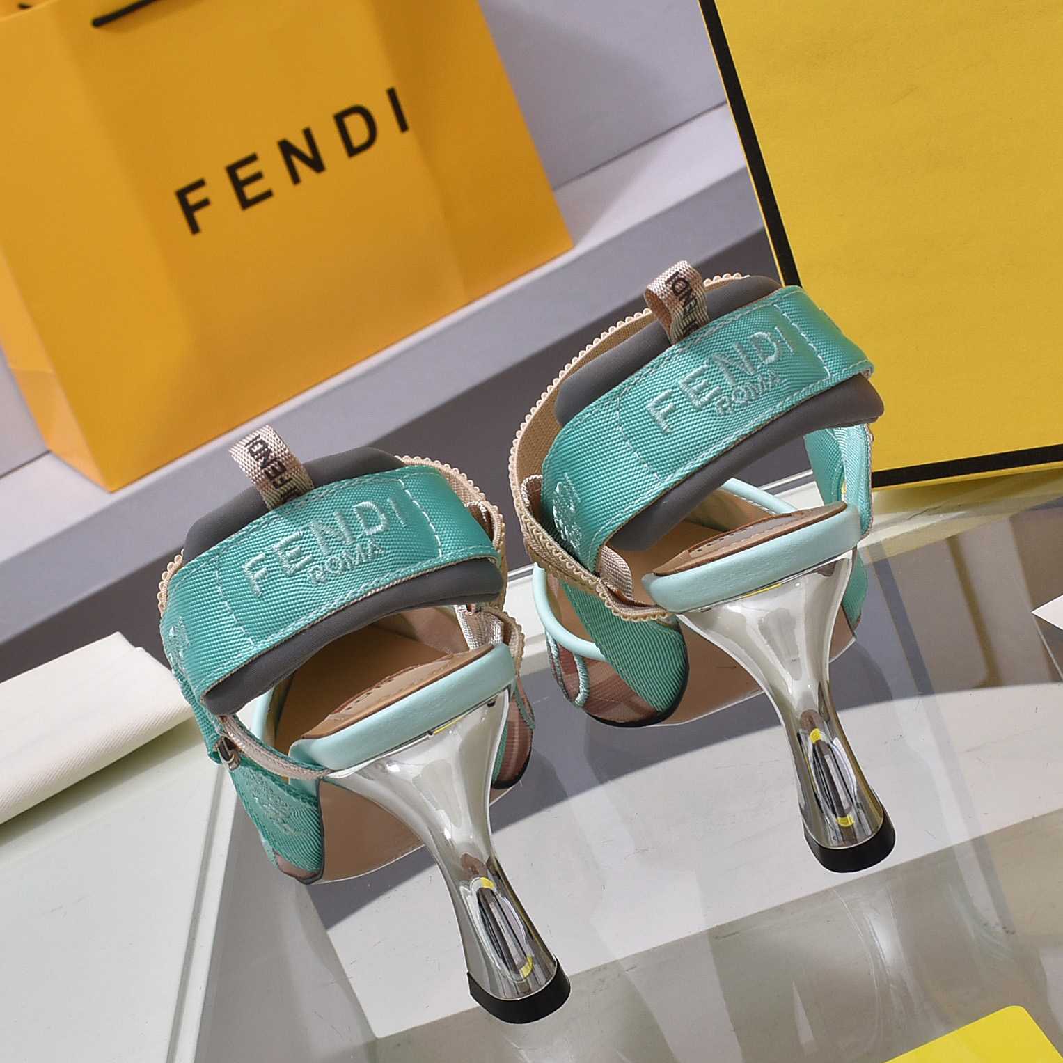 Fendi Colibrì Beige Mesh High-heeled Slingbacks - FashionPlug